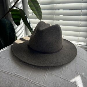 Gray Fedora Wide-Brim Hat